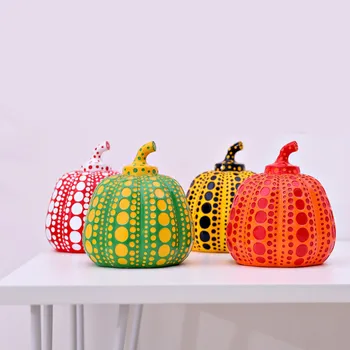 

20CM Top Art Yayoi Kusama Pumpkin Wave Point Pumpkin Hand Painted Resin Craft Pumpkin Figurine Sculpture Home Decor Gift X3468