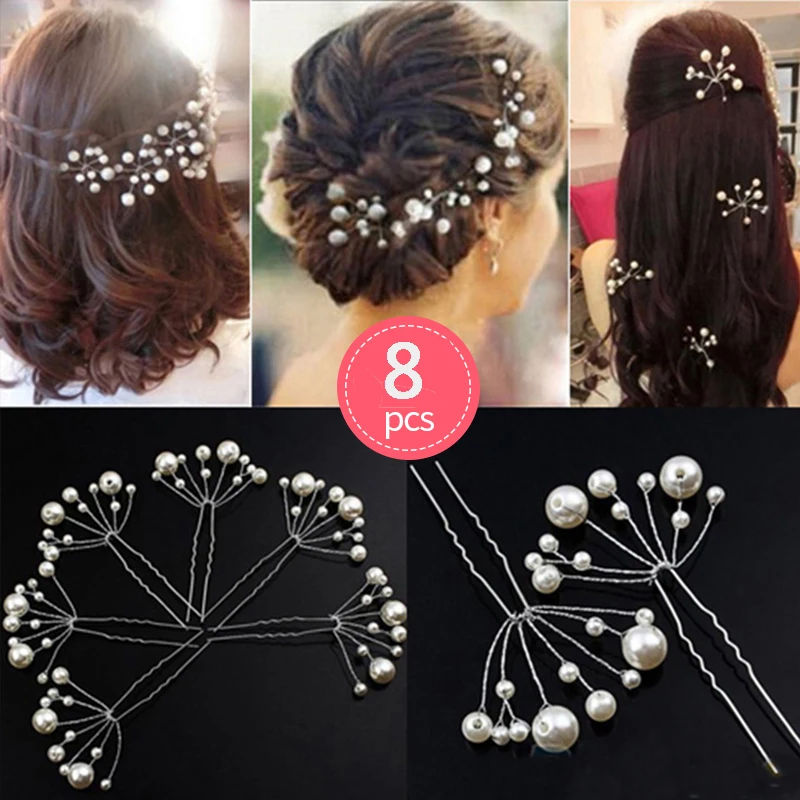 Fashion Crystal Pearl Wedding Hair Pins Flower Bridal Hairpins Bridesmaid Hair Clips Hair Accessories Barrettes Hairwear Jewelry bride hair clip Hair Accessories