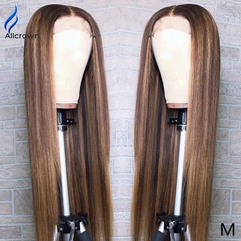 

ALICROWN Ombre 13*6 Lace Front Human Hair Wigs for Women Middle Ration Pre-Plucked Wigs With Baby Hair130% Density Non-Remy Wigs