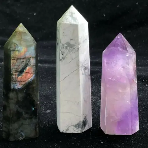 Natural Labradorite Crystal Obelisk Quartz Specimen Reiki Healing