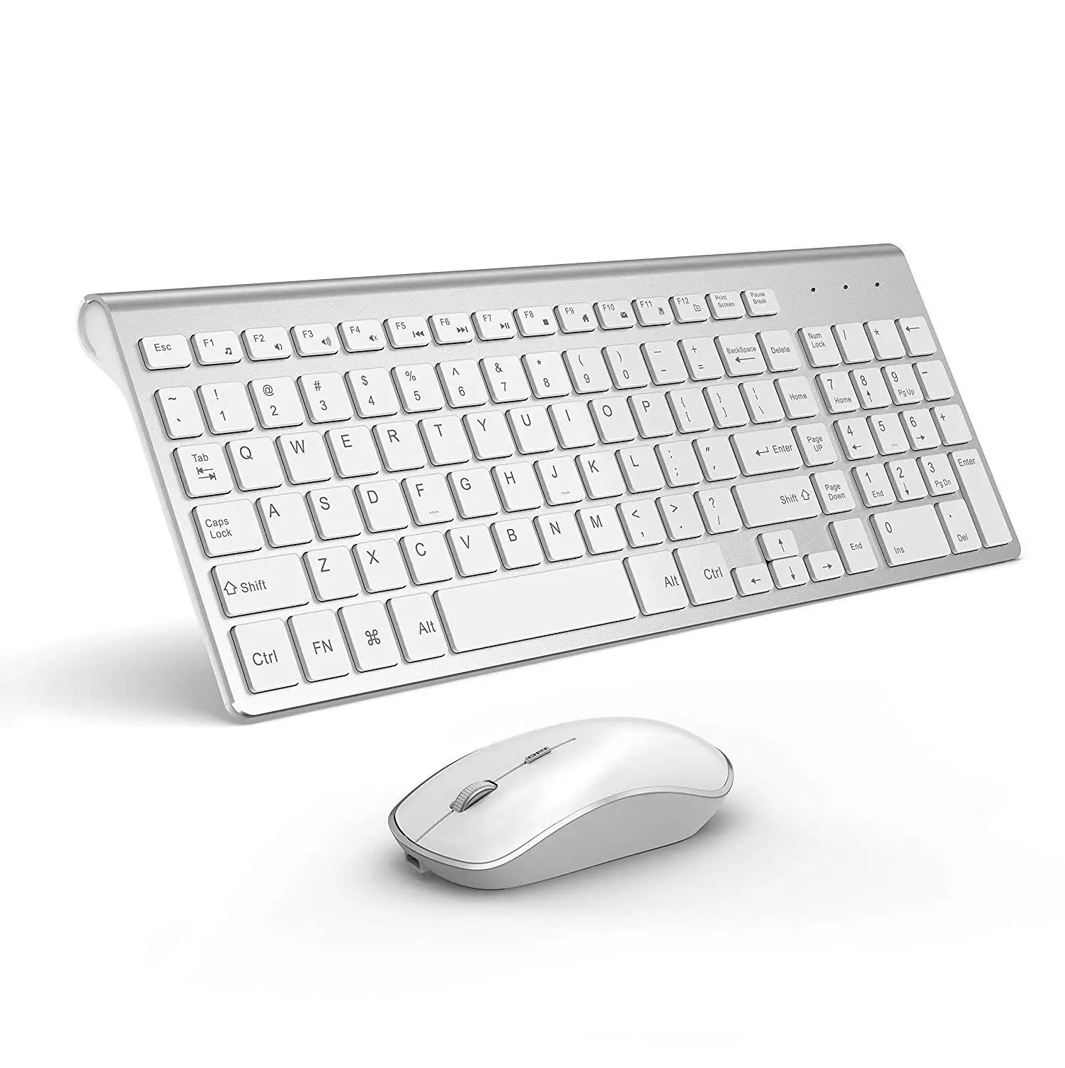 Aopei Беспроводная клавиатура мышь комбинация для Windows, ноутбука, ПК, телевизора ультра-тонкая перезаряжаемая клавиатура и мышь(черно-белый - Цвет: Белый