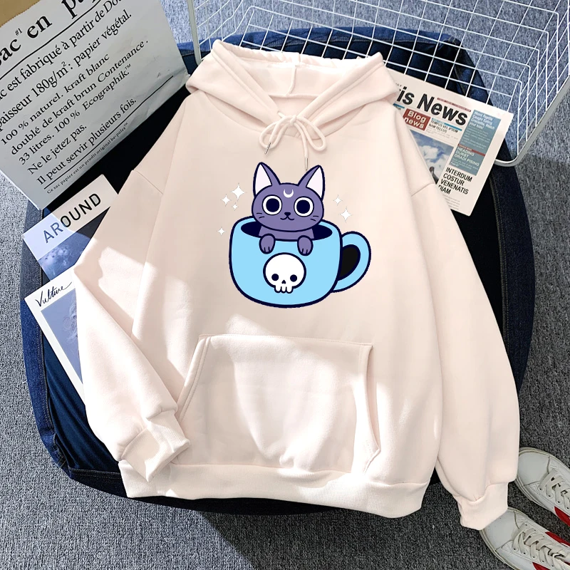 Hoody Little Panda Drinking Milk Tea Print Hoodie Streetwear Cute Winter Clothes Womens Oversized Loose Sweatshirts Women 2021 sweatshirts Hoodies & Sweatshirts