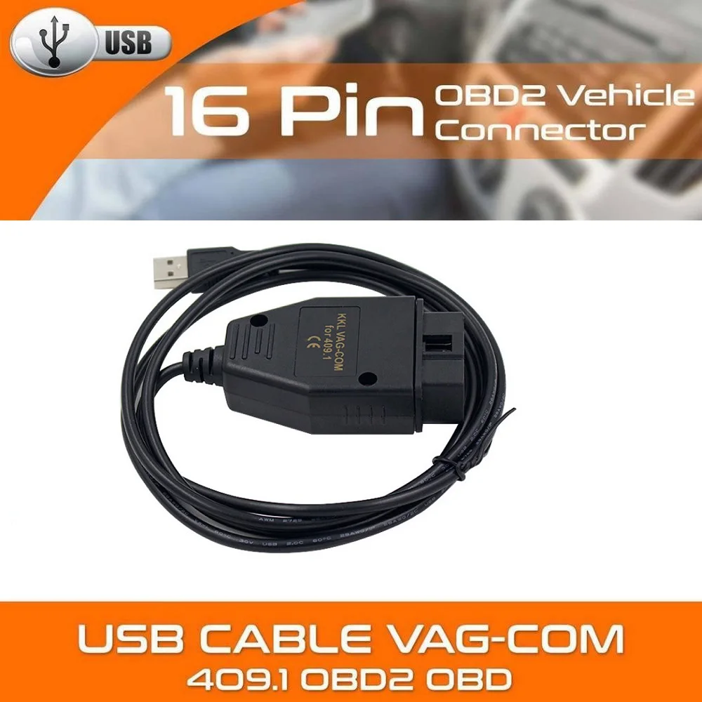 Автомобильный USB Vag-Com интерфейсный кабель KKL VAG-COM 409,1 OBD2 II OBD диагностический сканер Авто кабель Aux USB Vag-Com интерфейсный кабель