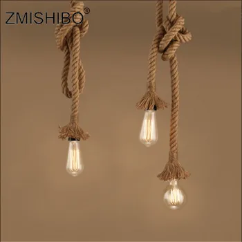 

ZMISHIBO Retro Industrial Style Hemp Rope E27 Pendant Lamp Creative Bar Restaurant Club Decoration Indoor Lighting Fixtures