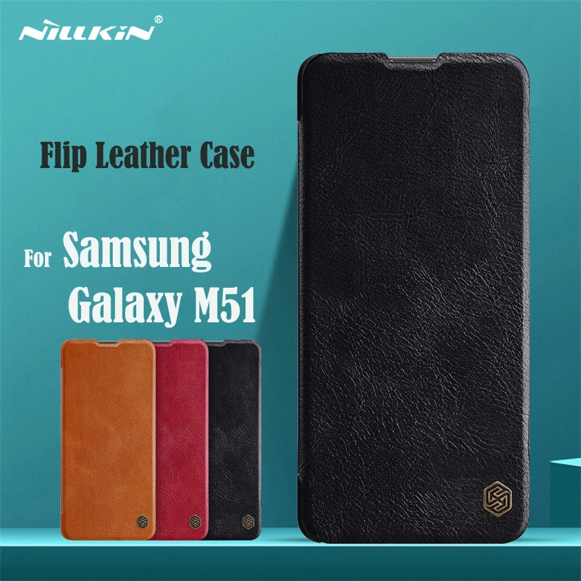 For Samsung Galaxy M51 Flip Case Covers Nillkin Qin Leather Flip Cover Card Pocket Wallet Cases For Samsung M51 Phone Bags