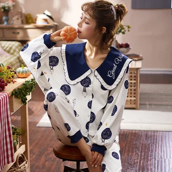 

New Women Pajamas Set 2020 Autumn Winter Full Cotton Women Pyjamas Set Leisure Long Sleeve Women Sleepwear Pant Home Clothing