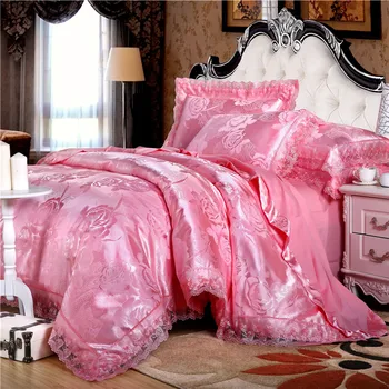 

Quilt Cover Pillow Case Lace Cotton Bedding 4Pcs Cotton Tencel Sheets Wedding Soft Comfortable Breathable