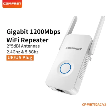 

10pcs 1200M wifi repeater Dual Band 2*3dBi antenna EU/US plug Wireless Router Hight Power extender wi-fi booster CF-WR752AC V2