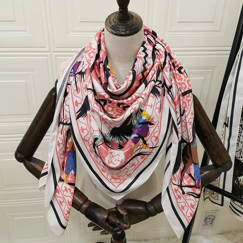 

YILIAN Brand 130*130cm Autumn Scarf Silk Twill Soft To Touch Large Size Sunscreen Traveling Beach Scarves Women Lady Shawl