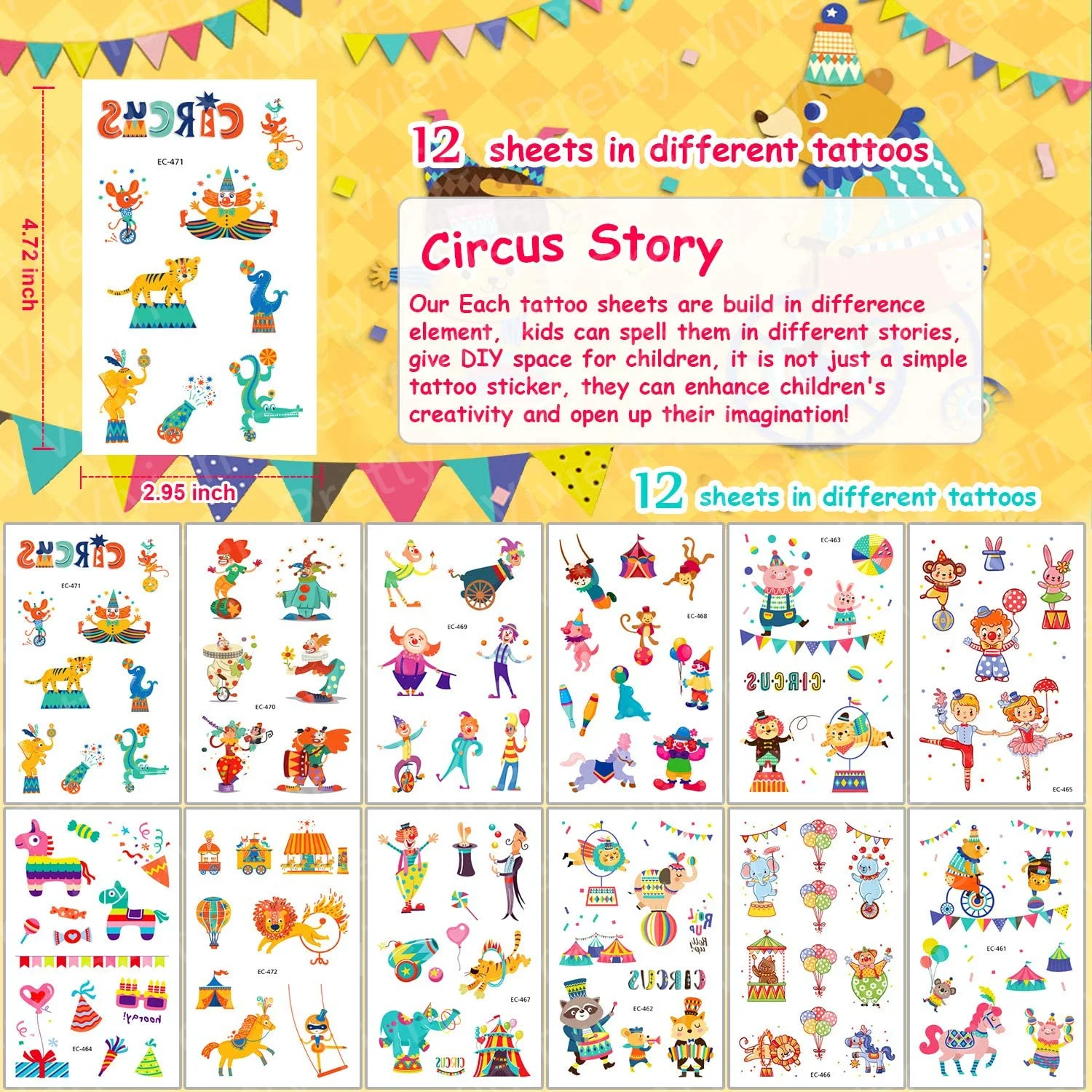 12pcs Fake Tattoo Stickers Cartoon Temporary Tattoo Kids Children Hands Arm DIY Body Art Tatuaze Dla Dzieci Tatuajes Temporales