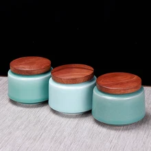 Ледяная, с трещинами Селадон бак для хранения прекрасно впитывают влагу, герметичное уплотнение керамические кофе в зернах чайные конфеты печенья крышка домашняя кухонная для хранения бак