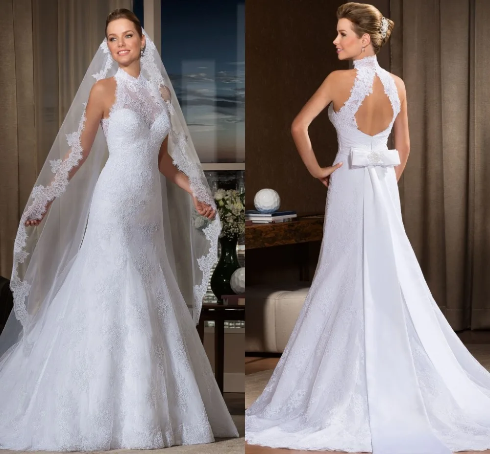 vestido de noiva, ТРАПЕЦИЕВИДНОЕ ПЛАТЬЕ с аппликацией и высоким воротом, vestido de Casamento Opne, кружевное платье для невесты, платья для матери невесты
