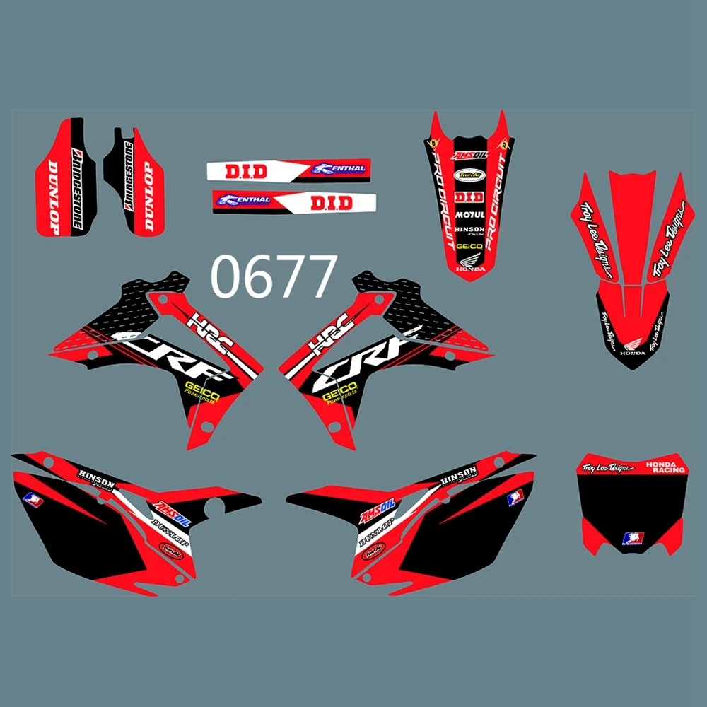 Full Graphics Decals Stickers Custom Number Name Glossy Bright Stickers Waterproof for HONDA CRF450 2013 CRF250