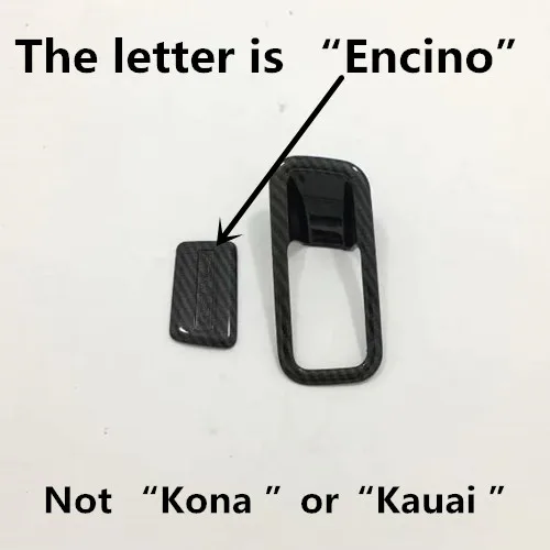 The letter is Encino Автомобильная наклейка внутренняя часть Co-пилотная перчатка ручка Чаша коробка передняя отделка Панель рамка 2 шт для hyundai Kona Encino Kauai - Название цвета: The letter is Encino