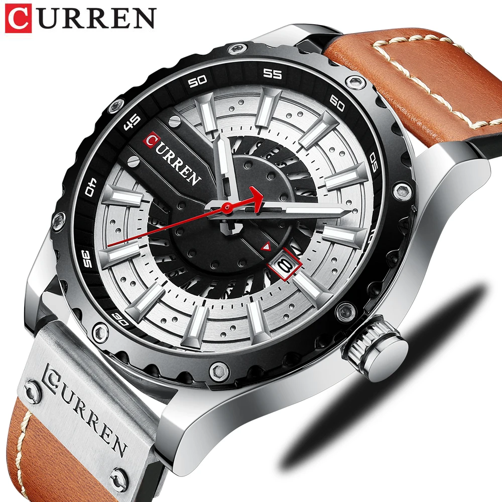 NEW CURREN Watches for Men Fashion Creative Business Quartz Watch with Leather Male Clocks Relógio Masculino afbeelding