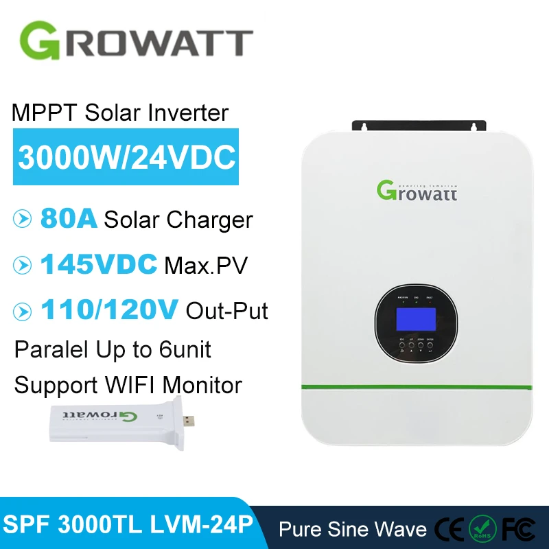 Growatt Split Phase Mppt 80a 24v 48v 3000w Hybrid Inverter Max Pv Input Voltage 145v 110voutput Support Parallel Wifi Module Solar Inverters Aliexpress