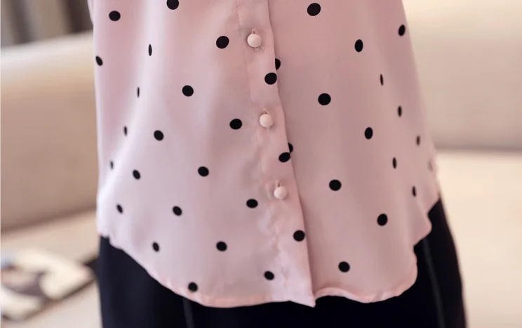 Корейская модная шифоновая блузка в горошек, женская блузка, рубашки больших размеров, Blusas Mujer De Moda, женские блузки, женские топы и блузки, топы блузка женская рубашка женская футболка женская