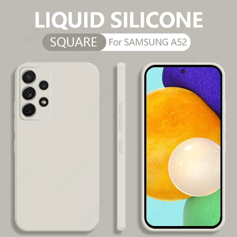 For Samsung A52 5G Liquid Silicone Square Case Lens Protective Matte Cover For Samsung S22 Ultra S20 FE Note 20 A51 A71 A32 A72 best case for samsung Cases For Samsung