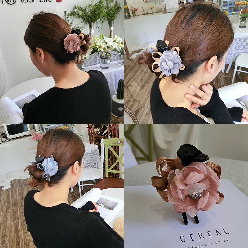 

Korea and South Korea medium cloth art is caught clip Korea stereo feeling flower hairpin hair act the role ofing dish hair impl