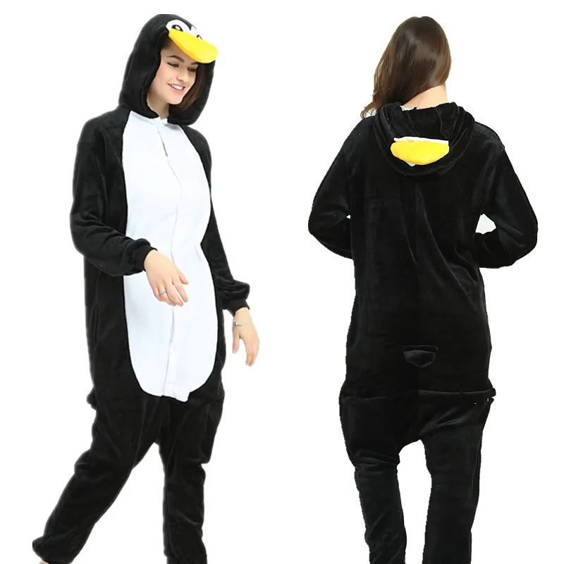Пижамы с животными для взрослых женщин пижамы кигуруми все в одном пижамы костюмы животных Пингвин косплей мультфильм пижама с капюшоном