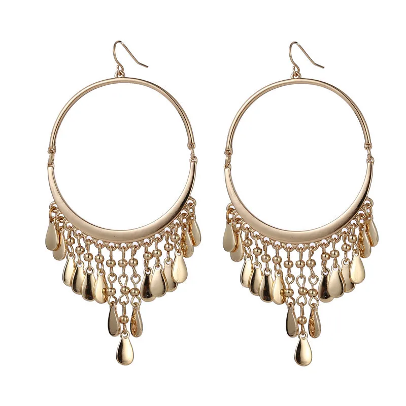 

Fashion Bohemian Big Hoop Drop Dangle Earrings Alloy Irregular Gold Color Hiphop For Woman Jewelry Accessorry