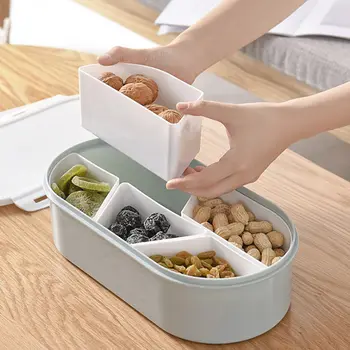 

Oval Snacks Dried Fruit Plate Candy Box Nut Box Prep Containers Lunch Containers with Lid YE-Hot