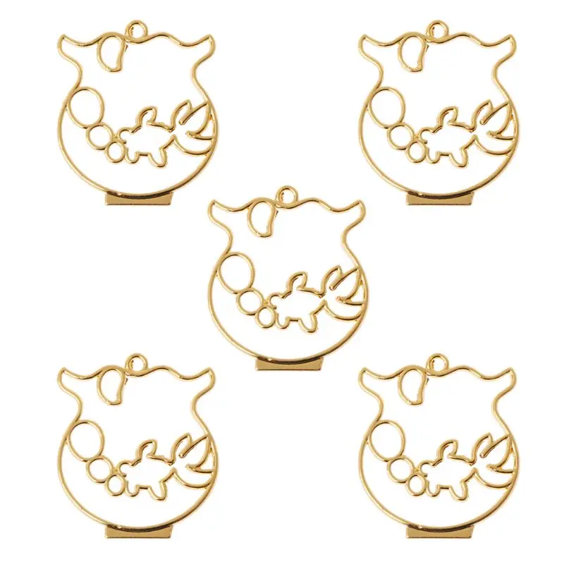 

5Pcs Goldfish Bowl Frame Pendant Open Bezel Blank Setting UV Resin Jewelry Charm