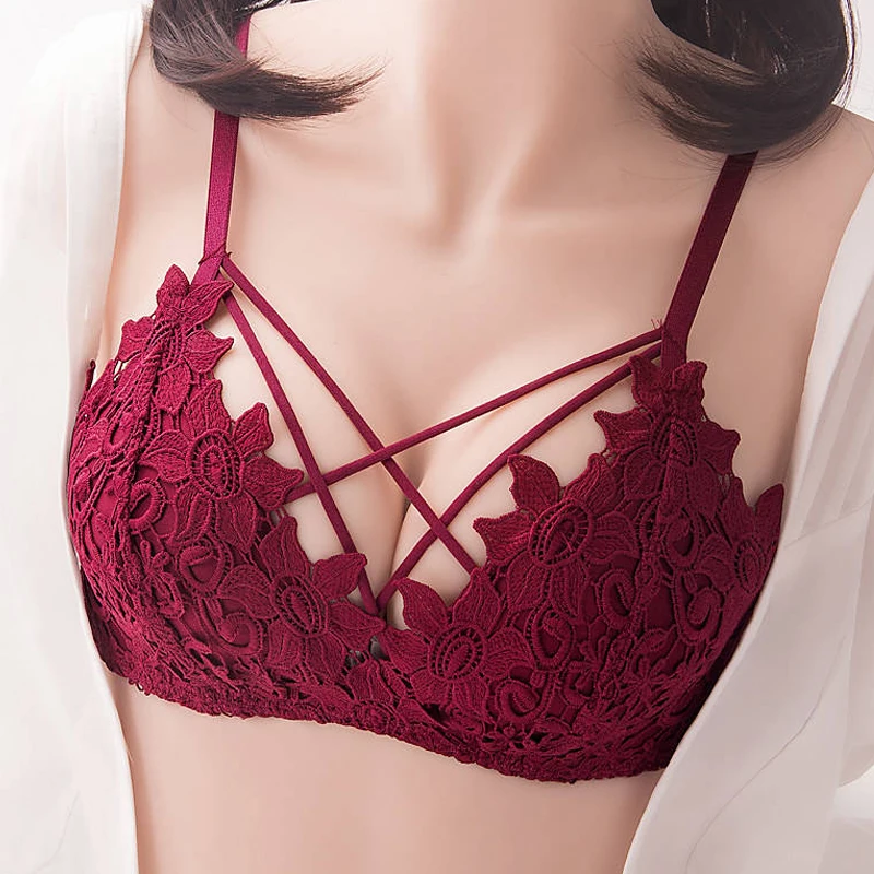 

2 PCs Hot New No Steel Ring Push Up Underwear Women Suit Bra Gathered Small Chest Sexy Lace Bras Thin Section Received Bralette