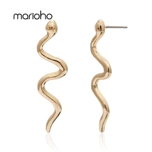Панк модное, в форме змеи серьги золотого, серебряного цвета изогнутые геометрические серьги для женщин Простые аксессуары для ювелирных украшений