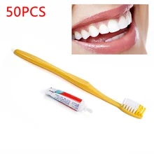 Одноразовая зубная щетка 50 комплектов Портативный Отель с зубной пастой комплект поставки удобный пластиковый лагерь Открытый путешествия практичные инструменты