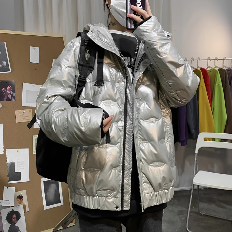 Skup Zimowe ocieplane kurtki męskie grube ciepłe białe płaszcz z kaczego puchu męskie odzież z kapturem nieformalne okrycie wierzchnie Parka mężczyźni