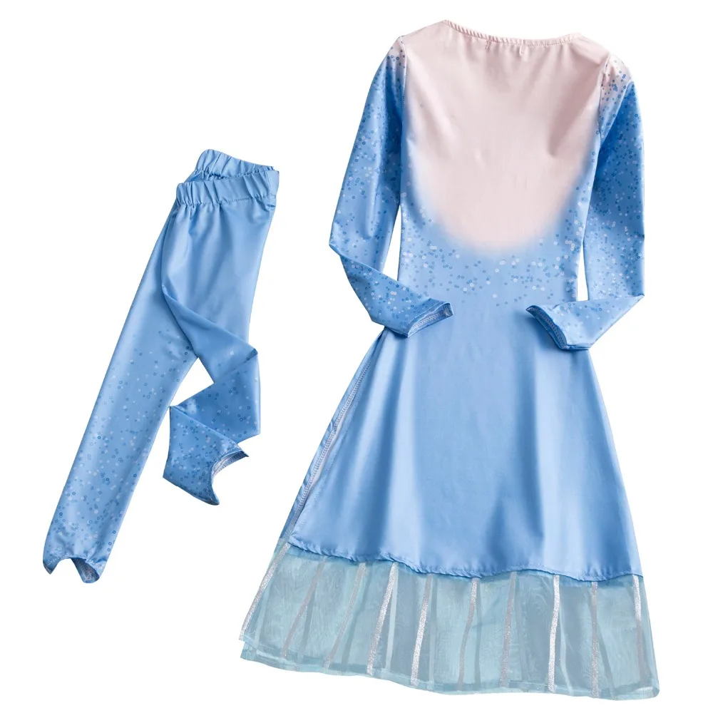 AmzBarley; Новинка; костюм Снежной Королевы 2; костюм Эльзы; платье принцессы Эльзы с леггинсами для маленьких девочек; маскарадный костюм на Хэллоуин; комплект одежды
