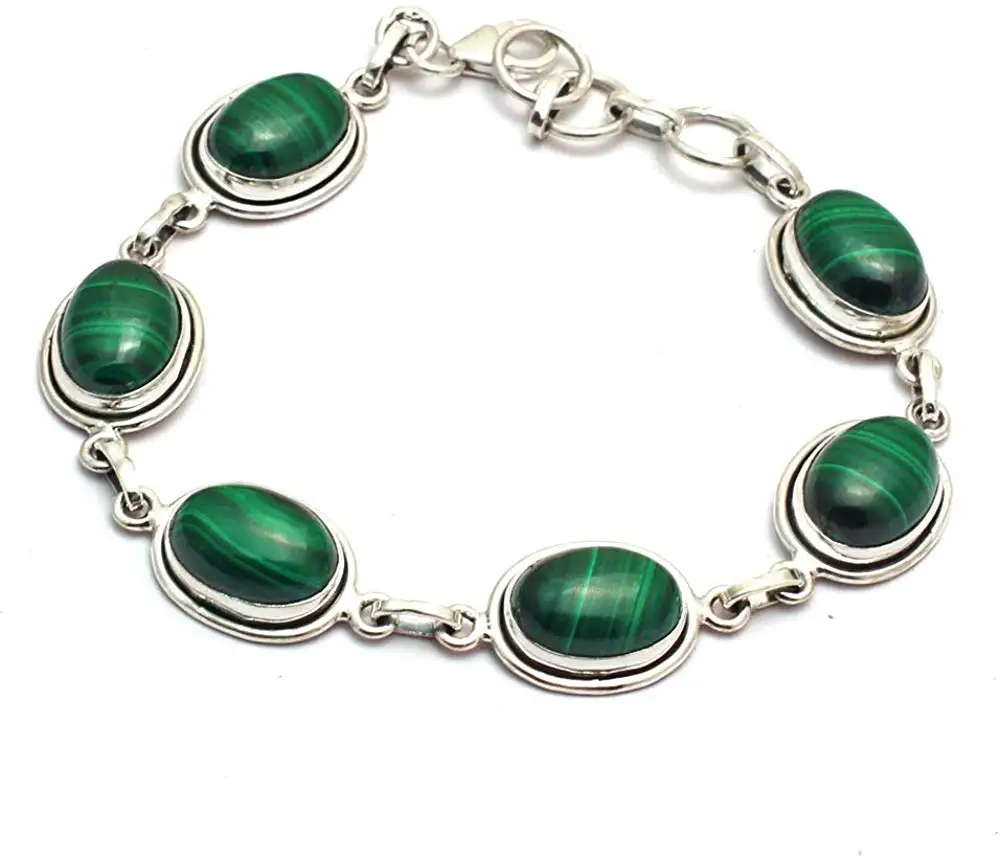 

Genuine Malachite Bracelet 925 Sterling Silver, 22 cm, 2SBR0071