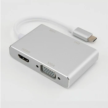 

USB Type-C (USB-C) to HDMI/DVI/VGA All-in-One Converter Adapter usb hub ноутбук планшет флешка Планшеты أجهزة الكمبيوتر المحمولة