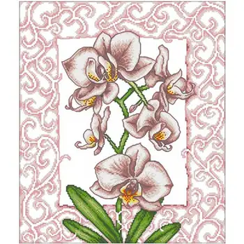 

Shaded pink orchid patterns Counted Cross Stitch 11CT 14CT 18CT DIY Cross Stitch Kits Embroidery Needlework Sets home decor