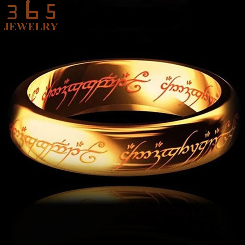 

2017 Magic Letter The Lord of One Ring Black Silver Gold Titanium Stainless Steel Ring for Men Women senhor dos aneis S0550