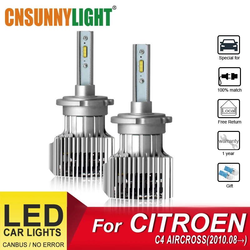 

CNSUNNYLIGHT Car LED Headlamp Bulbs For CITROEN C4 AIRCROSS From 2010 Foglamp Bulbs Headlight High Low Beam White Canbus Lamps