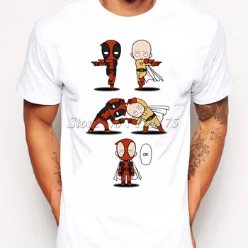 

2019 Funny Deadpool PUNCH FUSION Printed T-Shirt For Men Boy Novelty Men's T shirt Tops Fashion Tees