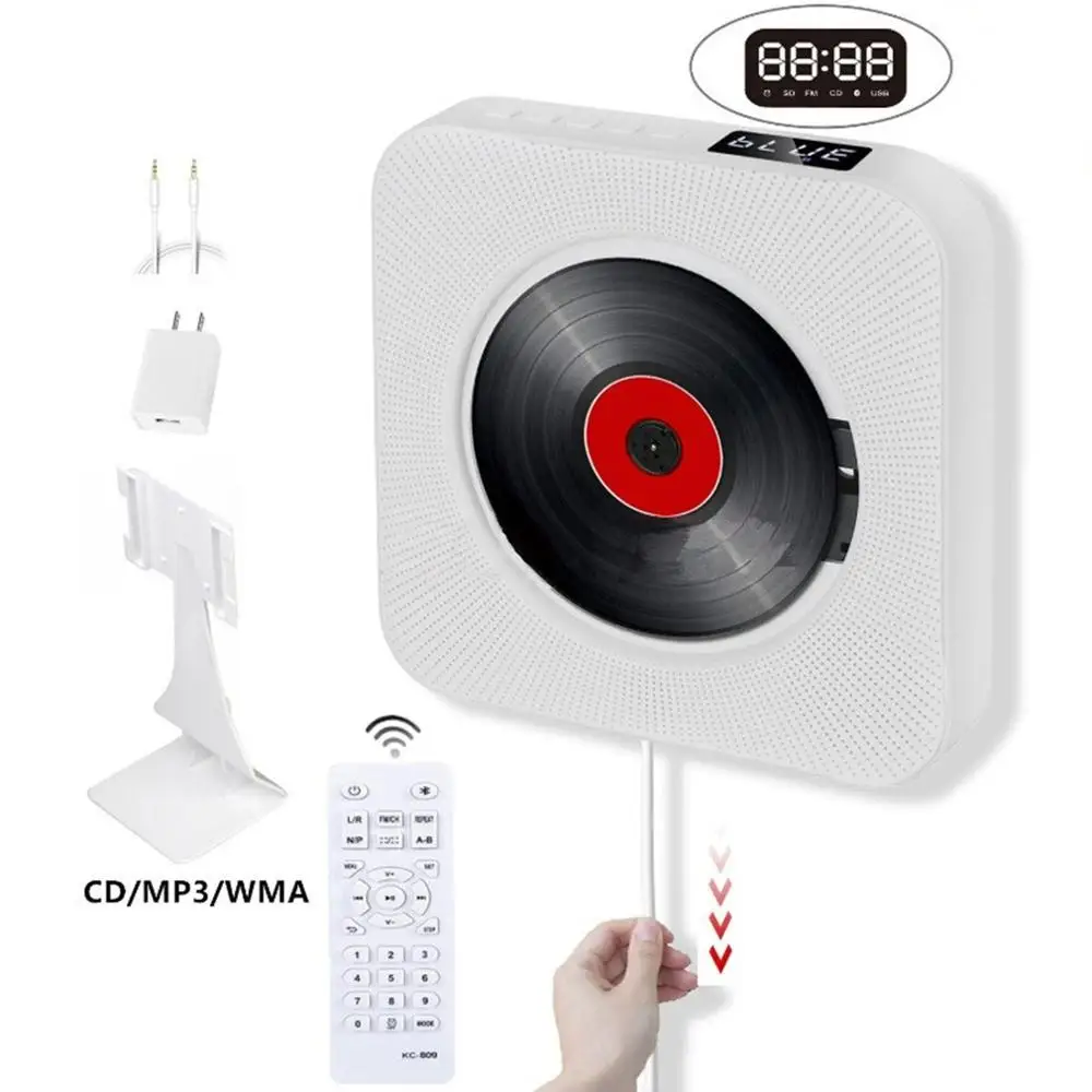 

Cd Player Wall Mounted Music Players With Remote Control 3.5Mm Headphone Jack Usb Adapter Support Fm Radio Mp3