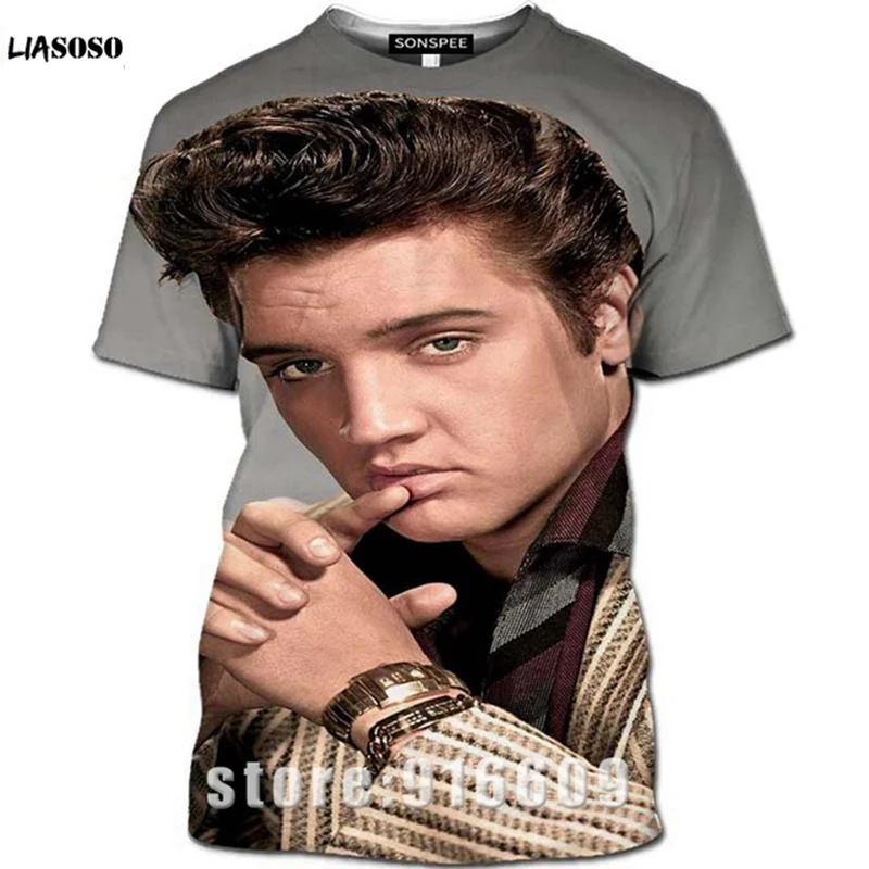 LIAAOSO New Popular ELVIS Presley Men's T-Shirt King Of Rock 3D Printing Fashion Cool Short-Sleeved T-Shirt Funny Kids T-Shirt (9)