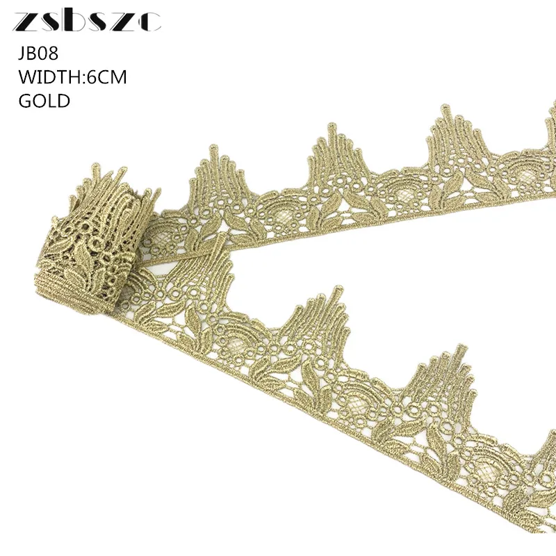 

5CM Width 5Yards Gold Lace Hollow Out Embroidery Decoration Lace Rope Wedding Dress Clothing Accessories Ribbons