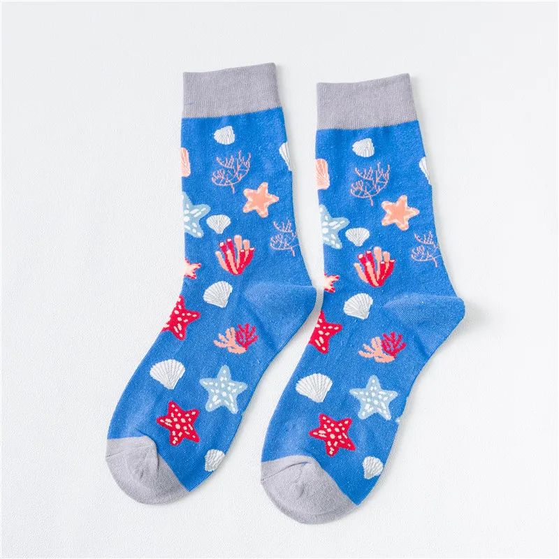 Men and Women Funny Sport Socks Christmas Jacquard Elasticity Combed Cotton Printing Marine Octopus Fancies Running Basketball - Цвет: MN-A03