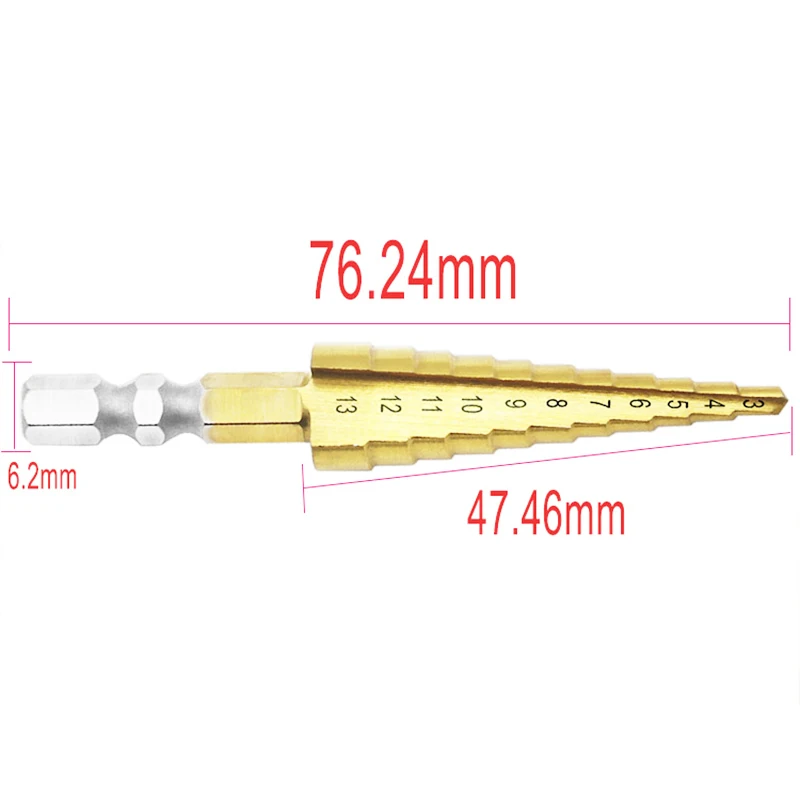 3~13mm 11 steps Reaming Drill 4214 High Speed Steel Mahua Bit Steel Plate Hole Opener Electric Drill Tool Hole Saw Multiuse Tool