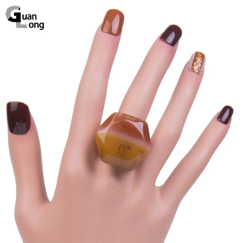 GuanLong Модные Винтажные/женские обручальные кольца, новые ювелирные изделия, большие/большие кольца на палец для девочек, цветные акриловые геометрические кольца в стиле панк
