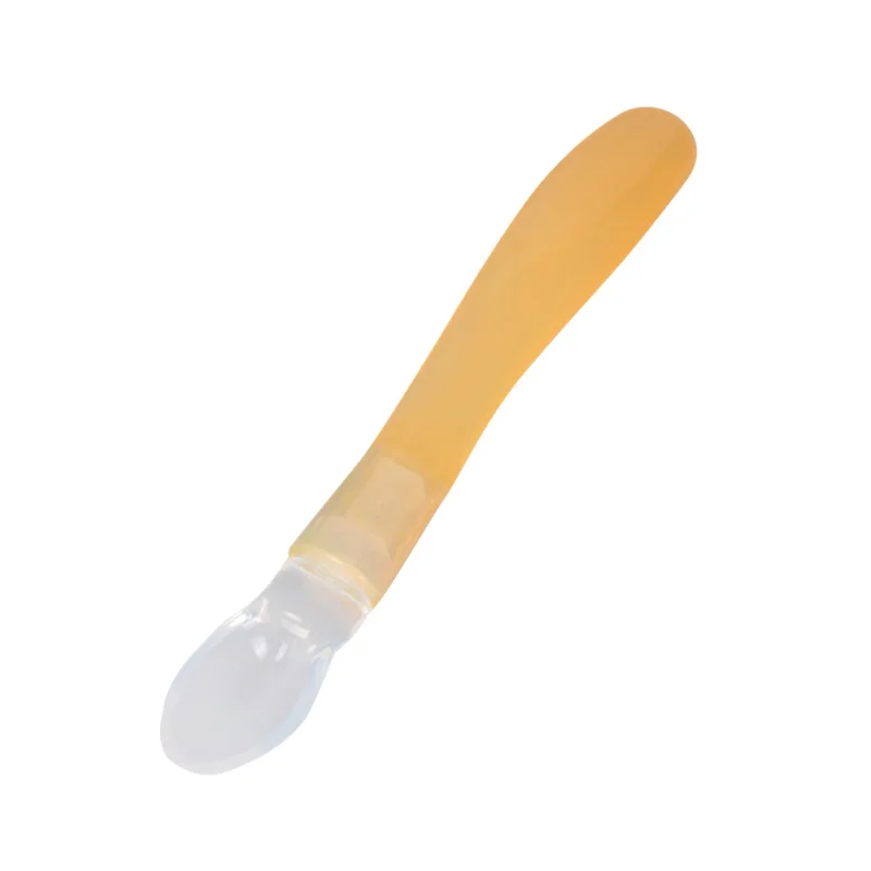 Soft Silicone Baby Spoon Candy Color Temperature Sensing Spoon Children Food Baby Feeding Tools