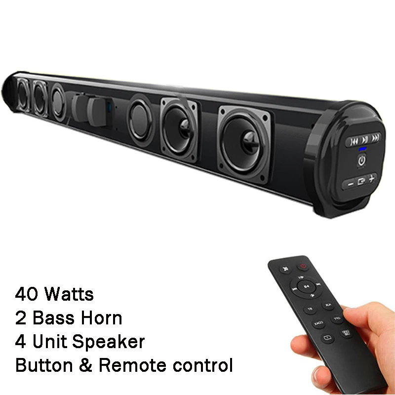 

Rsionch Powerful Portable TV Sound Bar Speakers Wired & Wireless Bluetooth Home Surround Soundbar for PC Outdoor Speaker+Remote