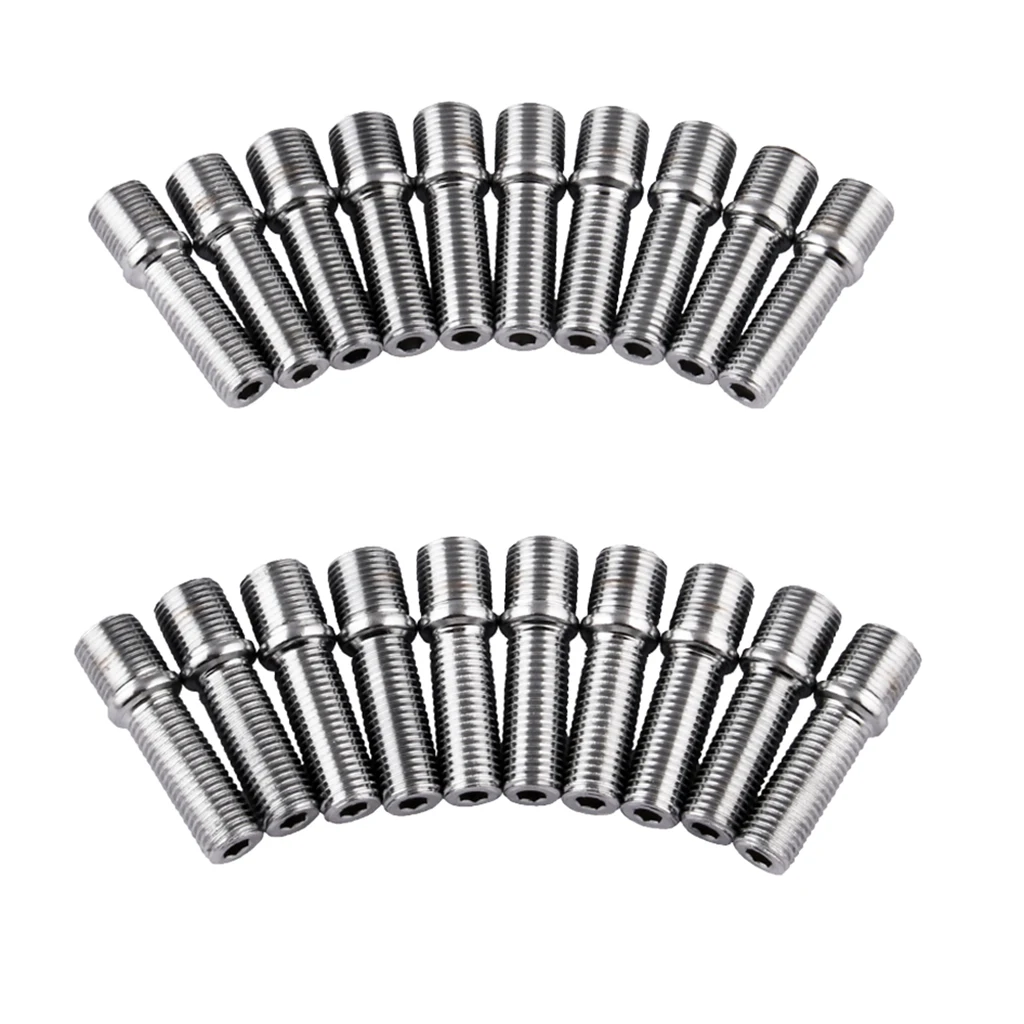 20pcs Silver Extended Wheel Stud Conversion M14*1.5-M12*1.5 5cm For BMW