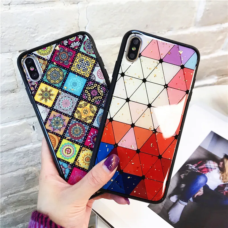 

Glitter Bling Case For iPhone 11 pro 7 8 6 6s Plus Luxury Folk-custom Phone Case For iPhone X XS MAX XR Soft TPU Gold Foil Cover