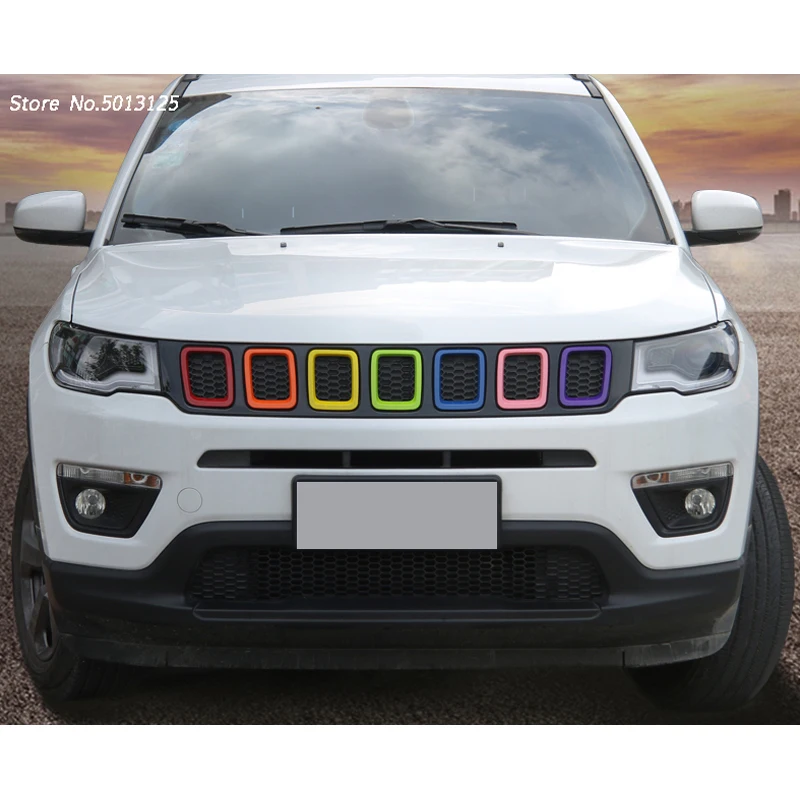 Для Jeep Compass ABS передняя Автомобильная решетка литьевая крышка средняя сетчатая крышка отделка Декор Аксессуары для стайлинга автомобиля