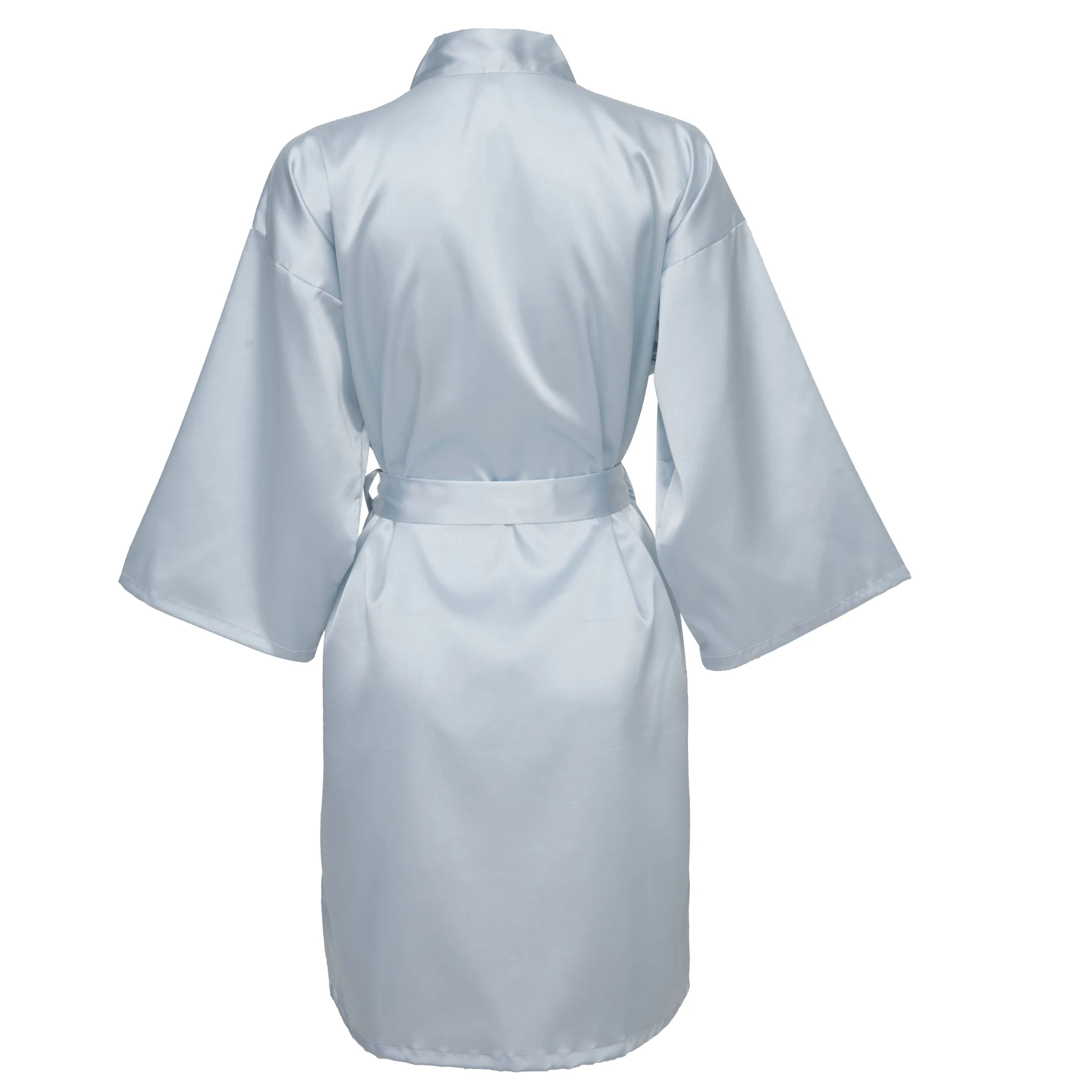 Шёлковый банный халат, Короткая атласная одежда, женская одежда для сна, халат для невесты, подружек невесты, халаты размера плюс, Популярные - Цвет: light blue